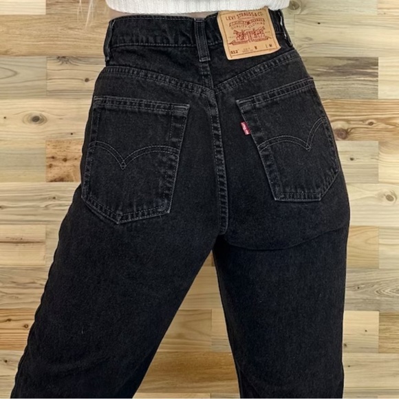 Vintage Levi's 512 Slim Fit Tapered Leg Black Cotton High Waist Mom Jeans H16 - Picture 1 of 12